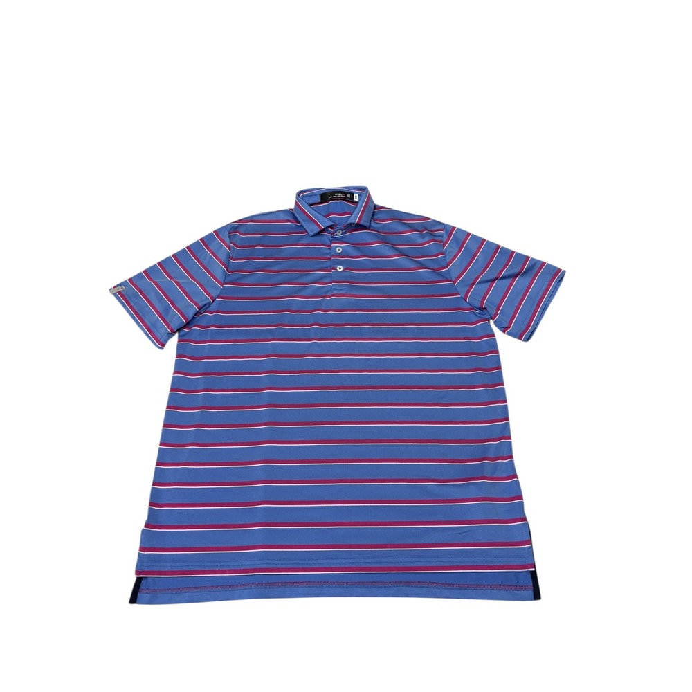 RLX Ralph Lauren x PGA Resort Golf Polo Shirt‎ Blue Pink White Stripe Mens Large